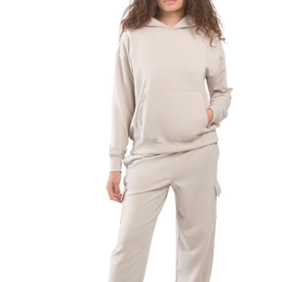 NWT 90 DEGREE BY REFLEX Terry Time Off Hoodie and Oversized Cargo Joggers Set - Picture 1 of 9